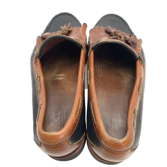 Allen Edmonds Nashua Mens Leather Slip On Navy Brown Tassel Loafers Shoes 10 EE - Picture 13 of 16